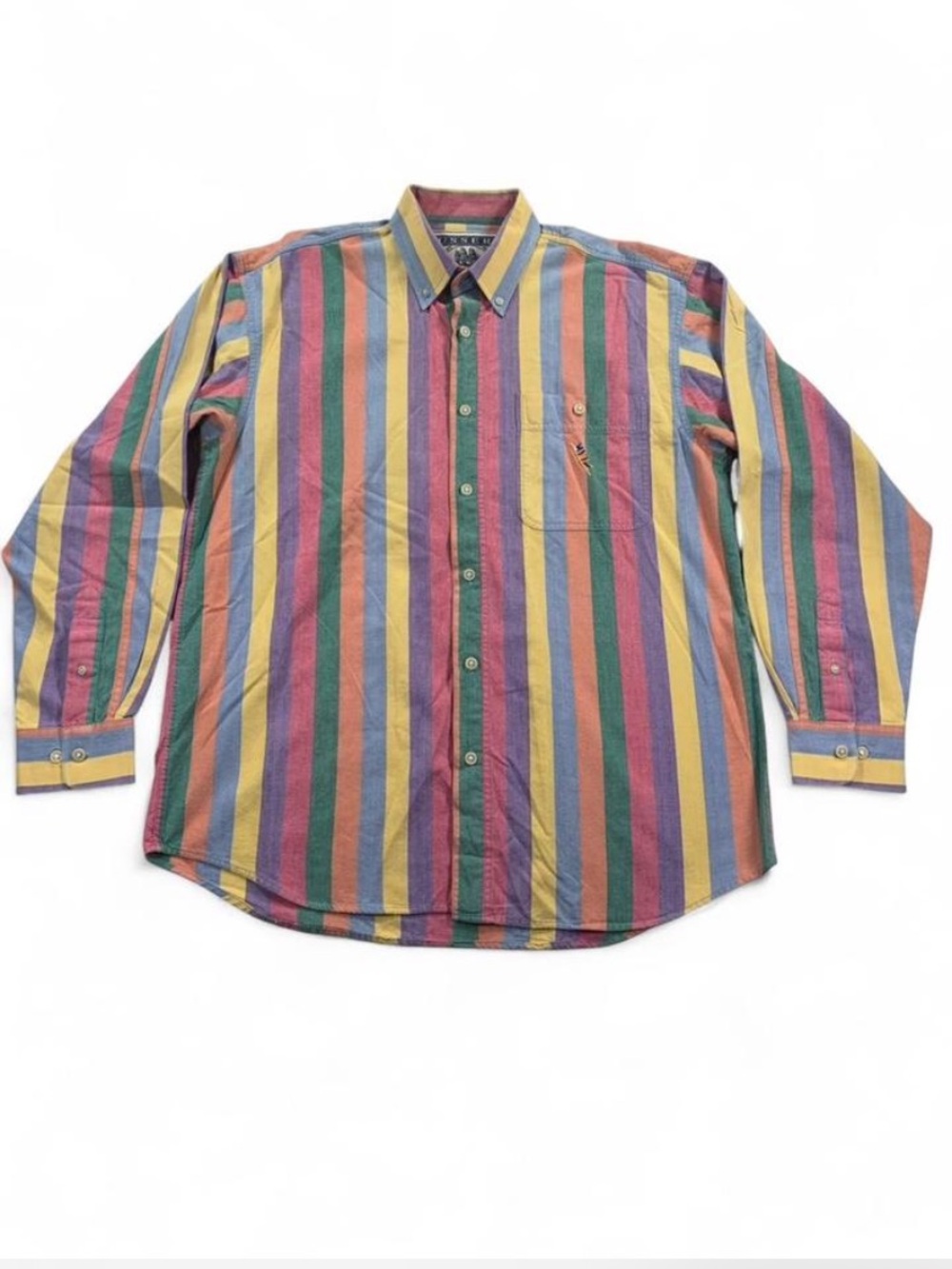 Vintage Pusser’s Island Oxford Button Down Shirt Multi-Stripe Men’s Size Large